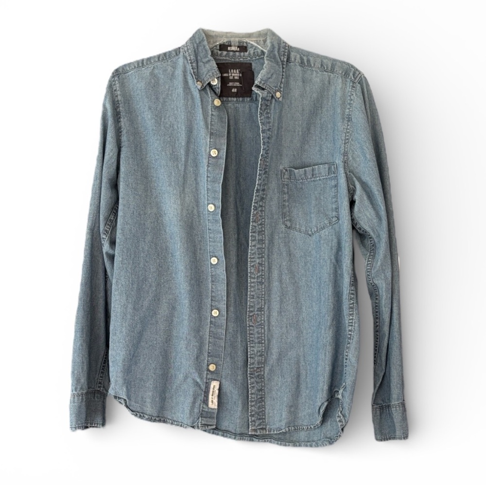 H&M L.O.G.G. Blue Denim Button Down Shirt